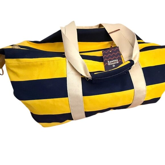 NEW!! Rowing Blazers Target Rugby Stripe Preppy Weekender Yellow Blue Duffel Bag - Picture 14 of 16